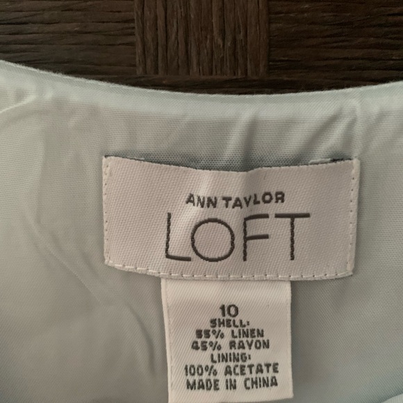 # 4/33 LOFT Light Blue Midi Dress 100% linen, size 10 - Picture 2 of 4